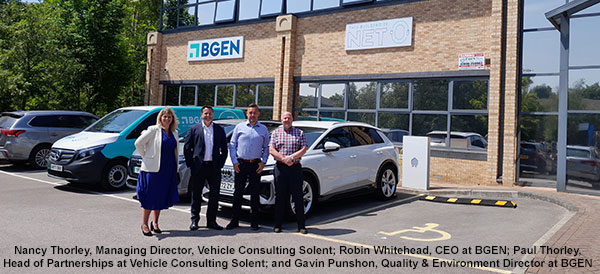 Nancy Thorley, Managing Director, Vehicle Consulting Solent; Robin Whitehead, CEO at BGEN; Paul Thorley, Head of Partnerships at Vehicle Consulting Solent; and Gavin Punshon, Quality & Environment Director at BGEN
