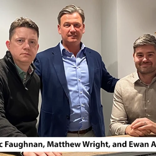 Blackmoon Lighting Ltd, Midlothian new management team Marc Faughnan, Matthew Wright, and Ewan Arthur.