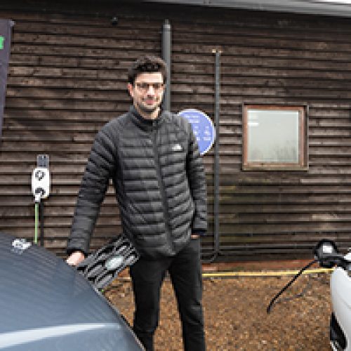 Charlie Jardine, Founder and CEO at EO Charging at the first Plug in Suffolk charging location