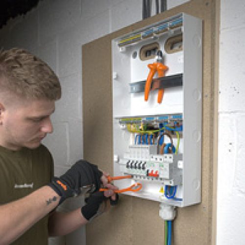 Electrician working on a Consumer Unit - Schneider Electric launch Easy9 Compact Multirow Consumer Unit